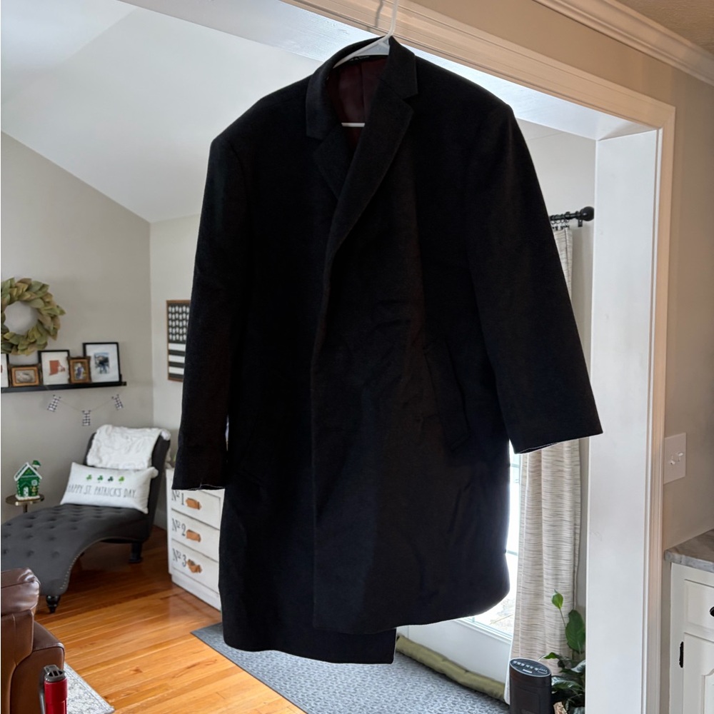Men's charcoal wool overcoat 46s Jean-Paul Germin. Heavy coat great condition